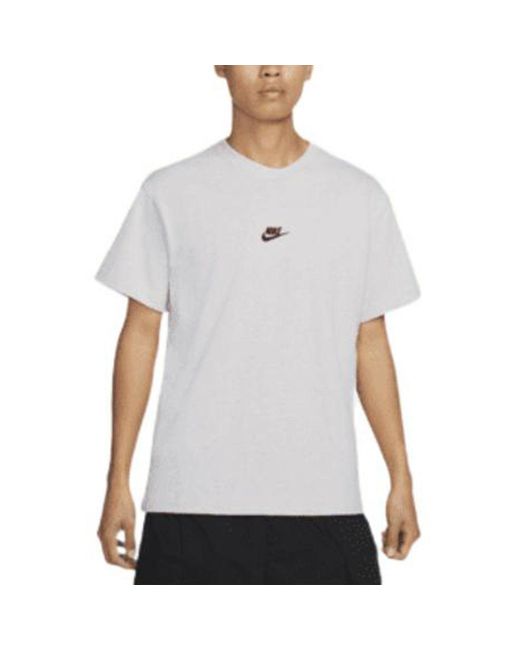 Nike Gray Solid Color Embroidered Small Label Round Neck Casual Loose Short Sleeve Light Bone T-Shirt for men