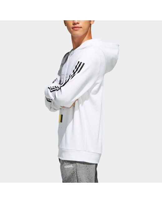 Adidas White Neo M Fav Gr Hoody Athleisure Casual Sports for men