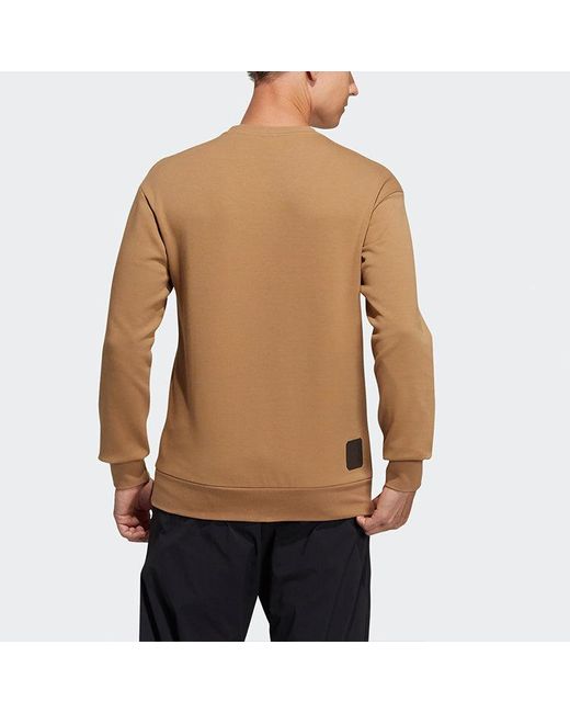 Adidas Brown Wj Swt Logo Printing Sports Round Neck Pullover for men