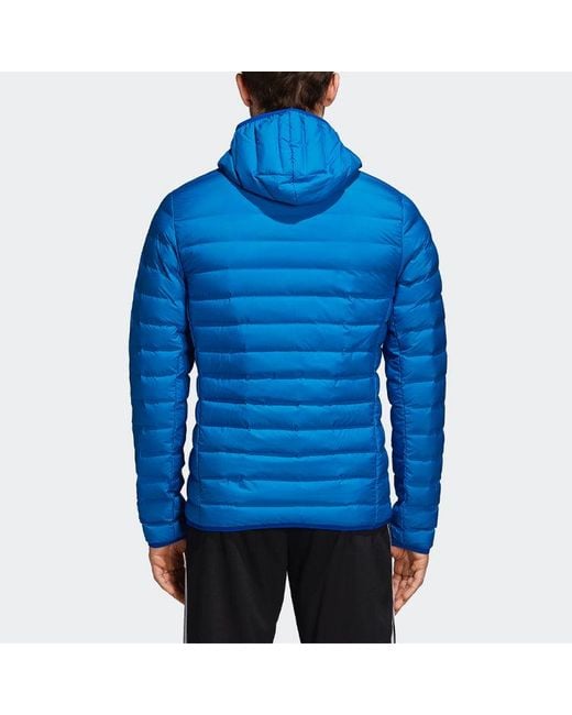 Adidas Blue Outdoor Protection Against Cold Stay Warm Sports Hooded Down Jacket for men