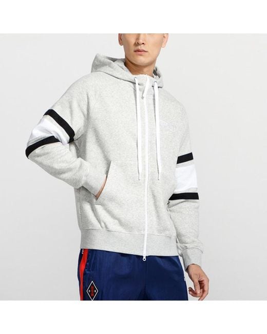 Nike Gray Air Full-Length Zipper Cardigan Fleece Lined Hooded Jacket for men