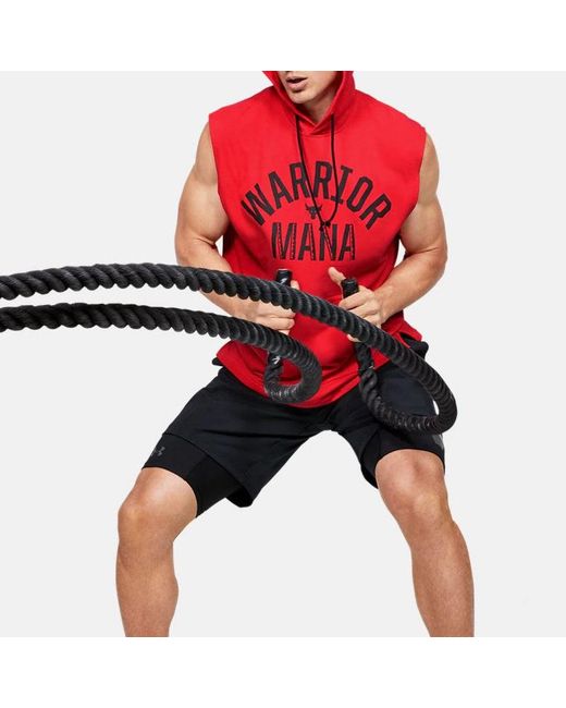 Under Armour Red Project Rock Training Sports Hooded Sleeveless for men