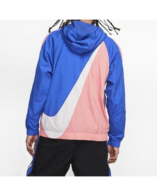 Nike Blue Sportswear Nsw Big Swoosh Back Large Half Zipper Sports Hooded Jacket for men