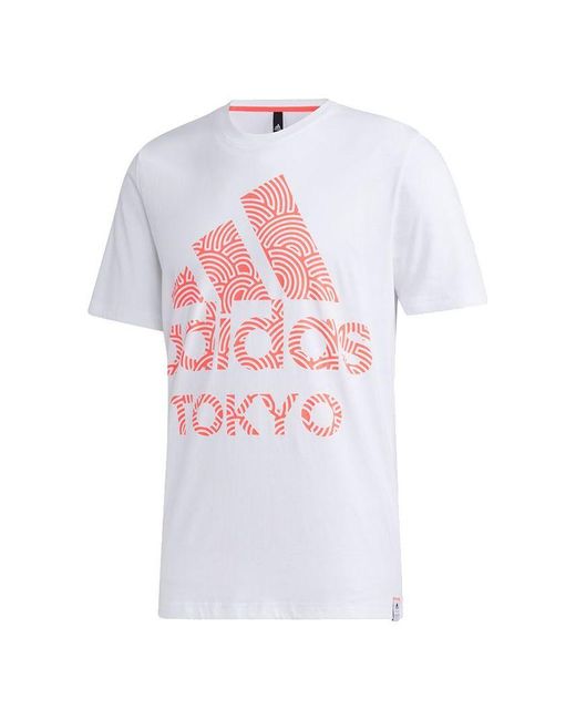 Adidas White Tokyo Pack Short Sleeve Tee Signal' for men