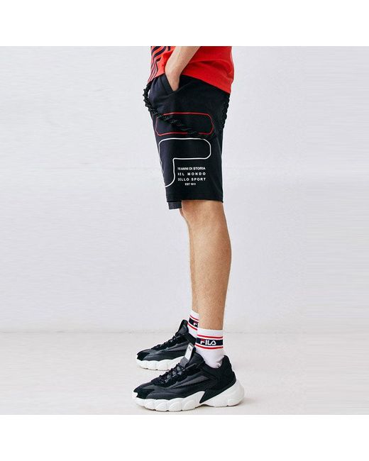 Fila Blue Alphabet Logo Knit Casual Sports Shorts for men