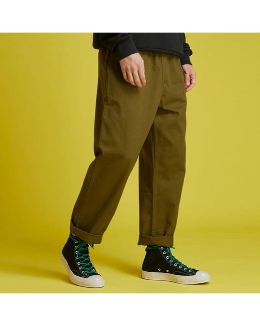 Converse Green Woven Straight-Leg Tapered Casual Pants 'Dark Moss' for men