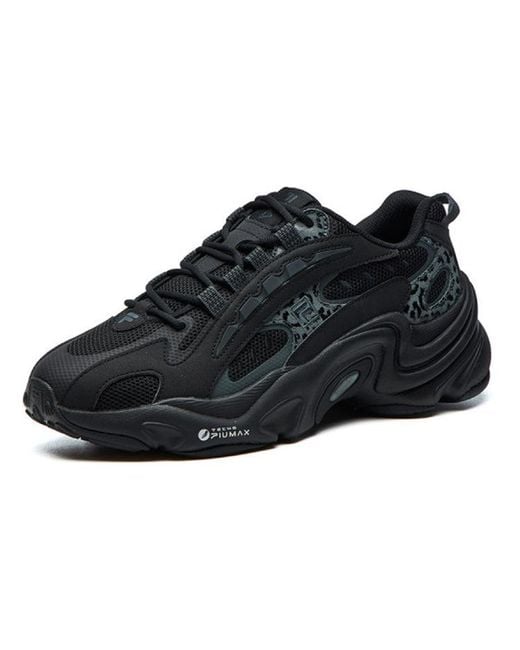 Fila Black (Wmns) Low-Top Running Shoes Leopard Print For