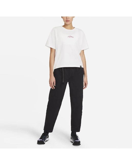Nike White (Wmns) Acg Dolphin Printing Sports Round Neck Short Sleeve