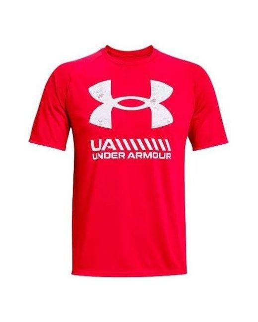 Under Armour Red Velocity Graphic Logo T-Shirt for men