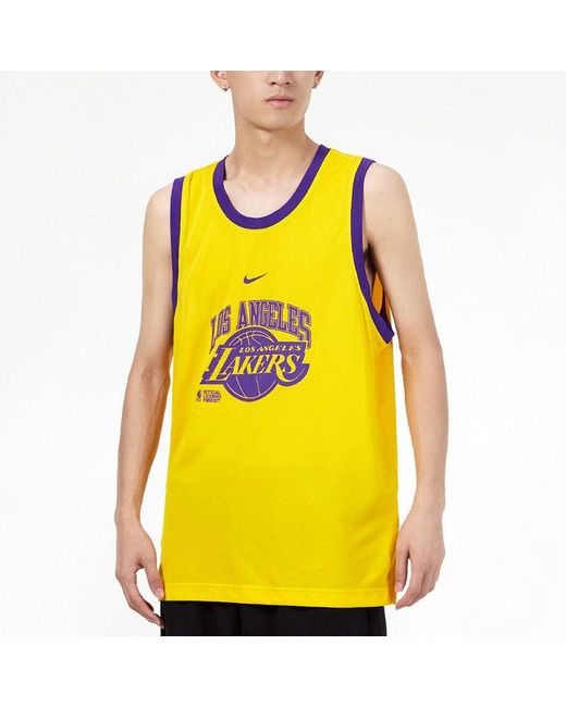 Nike Yellow Tank Dna Cts 75 Sports Basketball Jersey/Vest for men