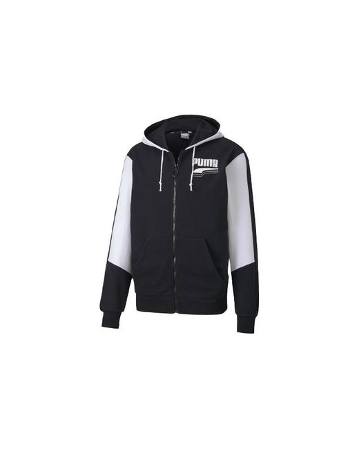PUMA Blue Running Training Breathable Colorblock Knit Hooded Jacket for men