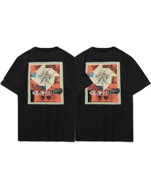 Li-ning Black Graphic Short Sleeve Loose Fit T-Shirt for men