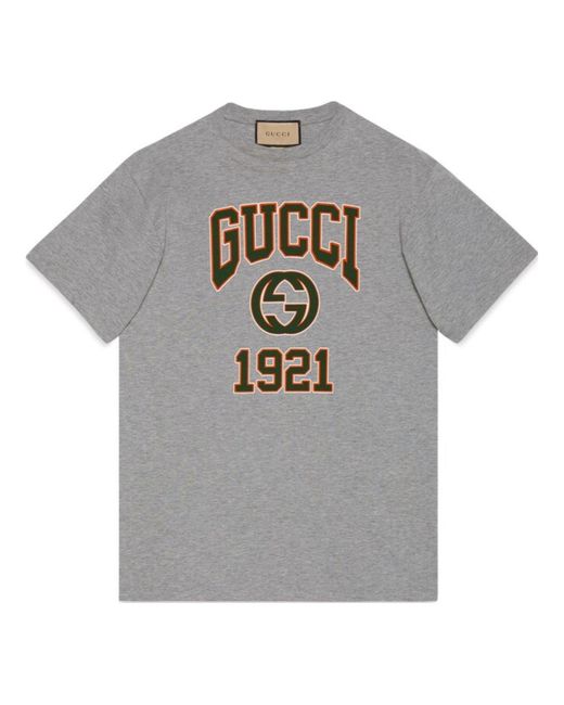 Gucci Gray Cotton Jersey Printed T-Shirt for men