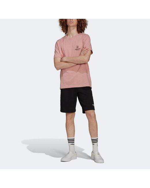 Adidas Pink Originals Solid Color Alphabet Logo Round Neck Pullover Sports Short Sleeve T-Shirt for men