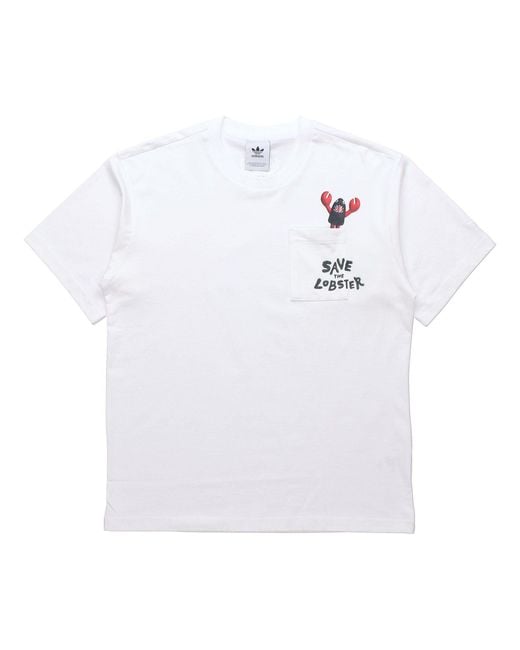 Adidas White Originals Artist Tee Ss Dragon Pattern Pocket Short Sleeve for men