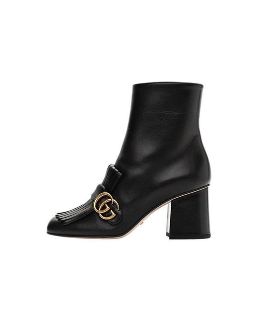 Gucci Black Marmont gg Suede Ankle Boots