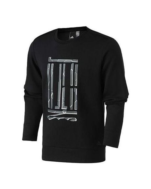 Adidas Black Wj Cs Gfx Sports Printing Pattern Round Neck Pullover for men