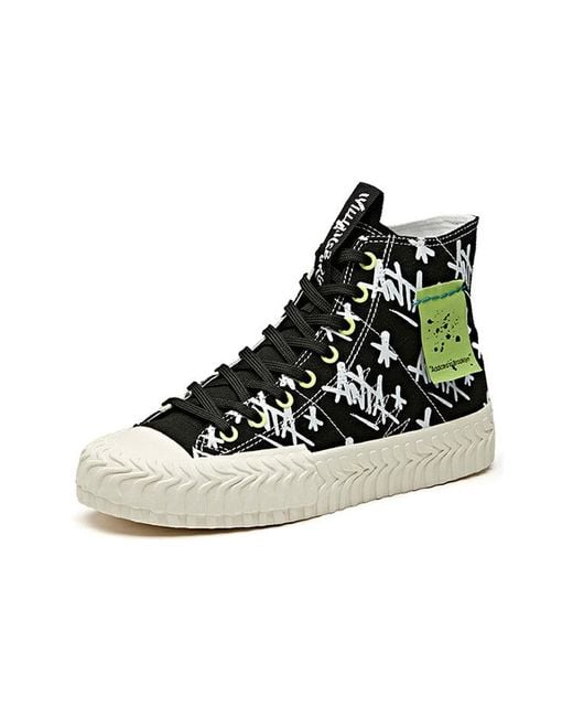 Anta Black Stash X Canvas High Shoes 'Graffiti-Addicted To Brooklyn' for men