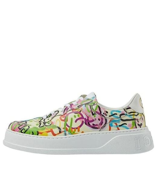 Gucci White (Wmns) Chunky B Gg Graffiti Print Sneakers Multi'