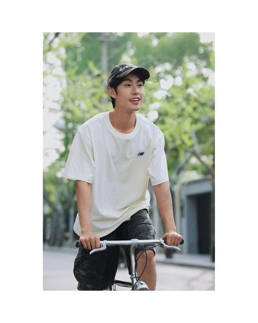 New Balance White Running Duo Graphic T-Shirt 'Ivory'