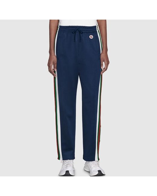 Gucci Blue Knitted Sweatpants With Logo