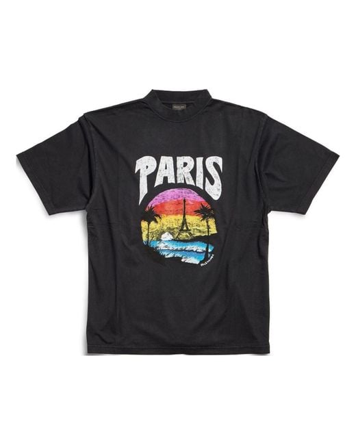 Balenciaga Black Paris Tropical T-Shirt Medium Fit '' for men