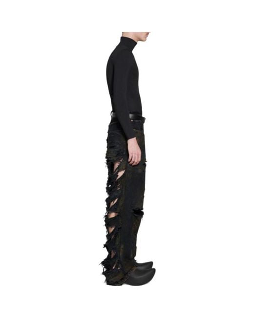 Balenciaga Black Super Destroyed Baggy Pants for men