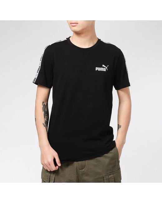 PUMA Black Taping Logo T-Shirt for men