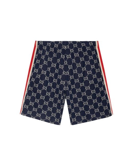 Gucci Blue Side Contrast Striped Jacquard Shorts For for men