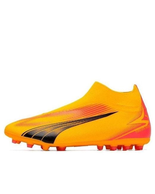 PUMA Yellow Ultra Match Mid Soccer Sneakers 'Sun Stream Sunset Glow' for men