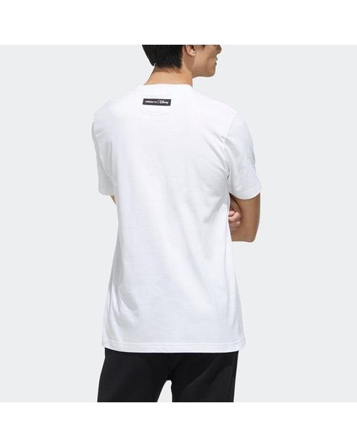 Adidas White Neo X Disney Crossover Mickey Mouse Printing Sports Round Neck Short Sleeve for men
