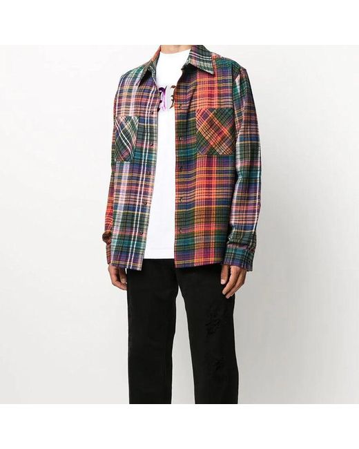 Off-White c/o Virgil Abloh Blue Stencil Flannel Check Shirt for men