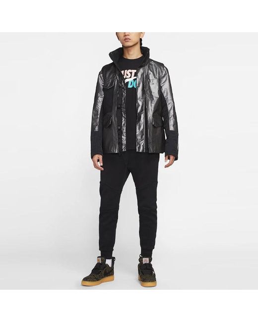 Nike Black Nsw Tech Pack Stay Warm Athleisure Casual Sports Windproof Waterproof Jacket Metallic Goldsilver for men