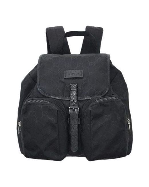 Gucci Black Logo Leather Logo Nylon Schoolbag Backpack