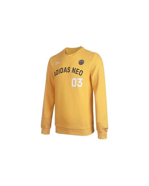 Adidas Yellow Neo M Cs Vrsty Sw Logo Printing Knit Sports Round Neck Pullover for men