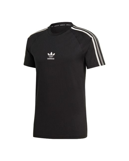 Adidas Black Originals Stripe Logo Micro Mark Round Neck Casual Short Sleeve for men