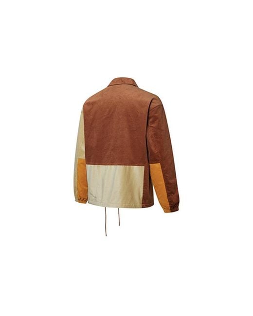 PUMA Brown Cord Coach Jacket Corduroy Splicing Woven Logo Sports Coffee for men