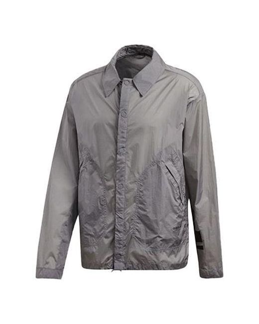Adidas Gray Originals Nmd Webbing Logo Coach Jacket for men