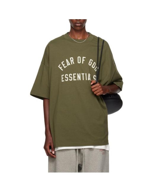 Fear Of God Green Jersey Crewneck Tee 'Military' for men