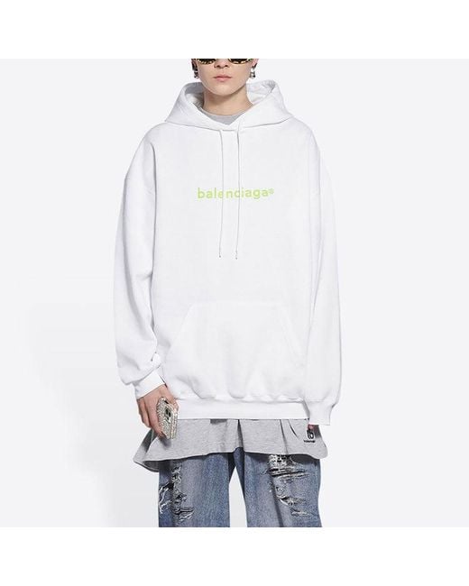 Balenciaga White Copyright Logo Print Medium Fit Hoodie