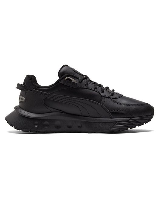 PUMA Black Wild Rider Reflective Running Shoes for men