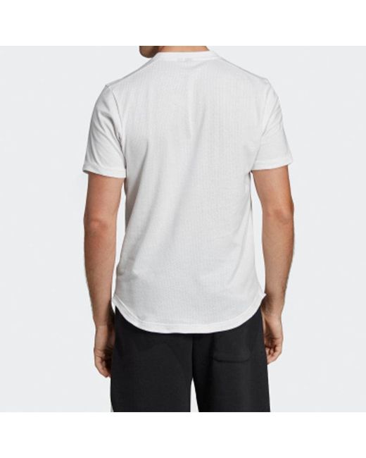 Adidas White Training Sports Solid Color Round Neck Short Sleeve for men