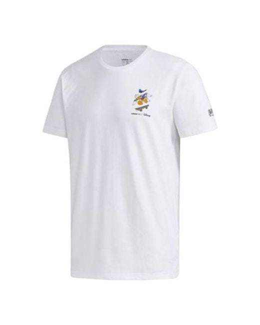 Adidas White Neo Donald Duck Sports Round Neck Short Sleeve for men