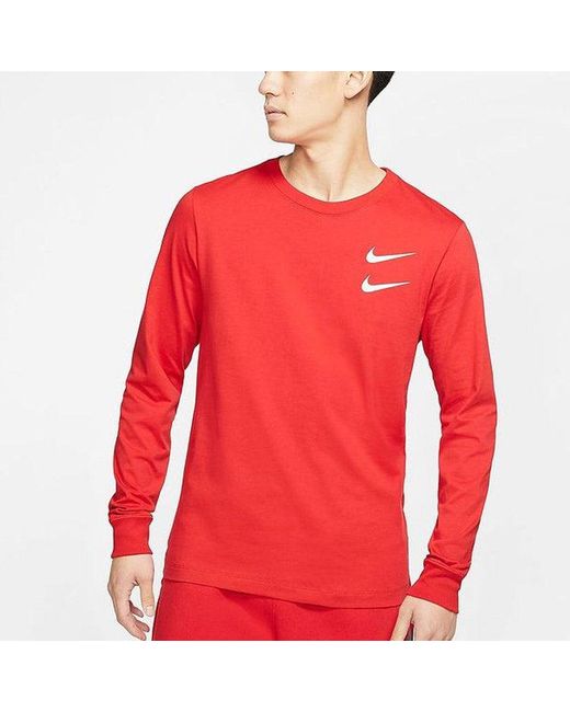 Nike Red Printing Round Neck Long Sleeves T-Shirt for men