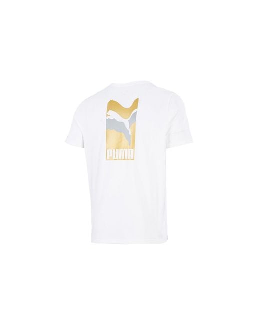 PUMA White Alphabet Printing Casual Sports Short Sleeve for men