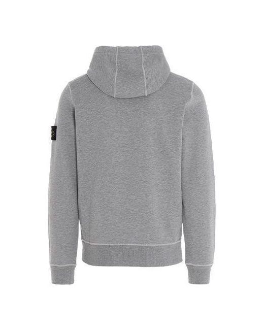Stone Island Gray Garment Dyed Popover Hoodie Marl' for men