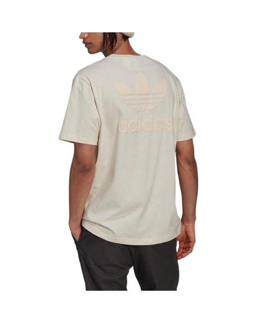 Adidas Natural Originals Solid Color Logo Round Neck Short Sleeve Creamy for men