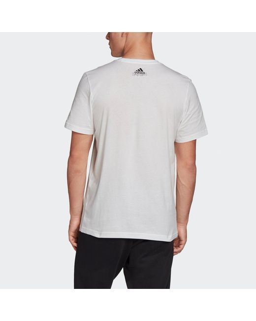 Adidas White Doodle Photos Photo Printing Sports Round Neck Short Sleeve for men