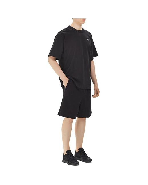 Adidas Black Y-3 Alphabet Logo Casual Short Sleeve T-Shirt for men