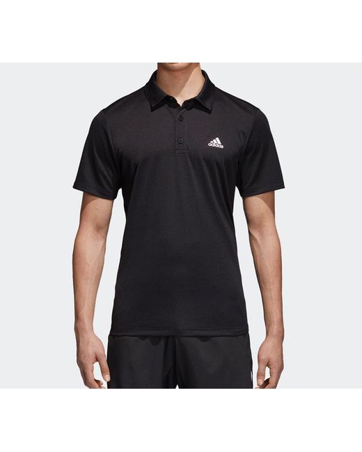 Adidas Black Fab Logo Applique Sports Breathable Short-Sleeve Polo Shirt for men